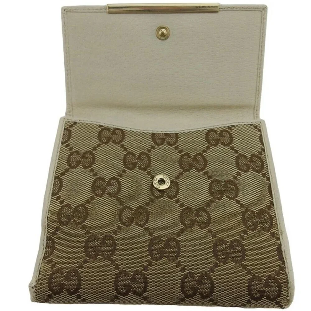 GUCCI Bifold Wallet Beige brown gold Women 112664 Authentic secondhand - Picture 3 of 9